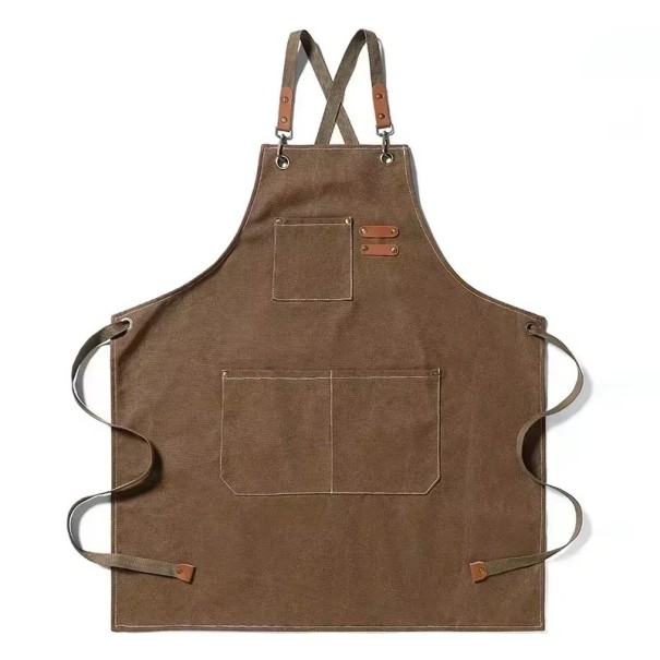 Tablier de cuisine en toile 74x68 cm Tablier unisexe pour la cuisine, le barbecue, le bar, le restaurant, le café, le studio, uniforme marron