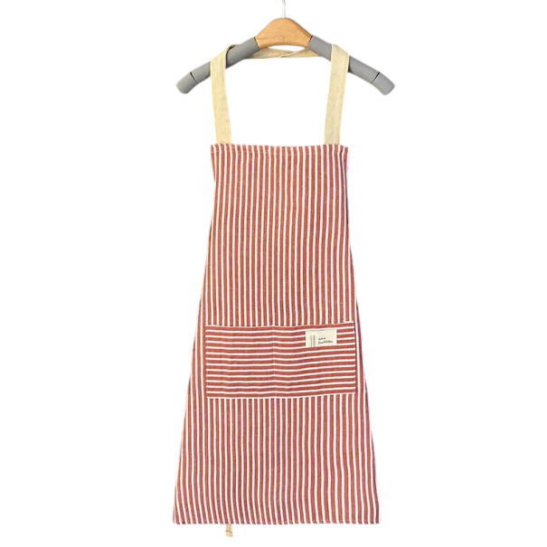 Tablier en lin rayé sans manches Cuisine et jardin Matériau naturel Protection stylée des vêtements Pratique et léger rose