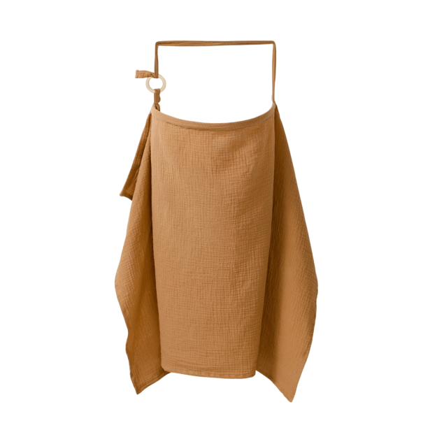 Tablier en mousseline de coton pour allaitement pour mamans 100 x 65 cm Écran d'allaitement Tissu respirant Protection de la vie privée lors de l'alimentation marron