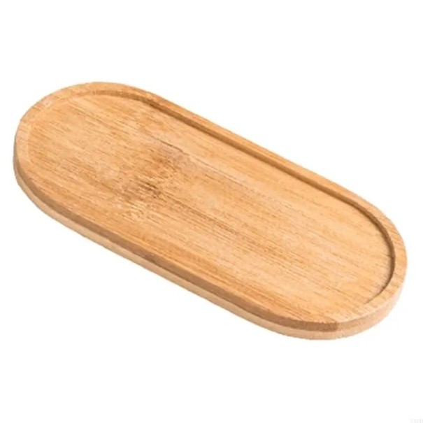 Tabuleiro oval de bambu 16,5x8x1 cm Base de madeira à prova de água para lavatório Tabuleiro para sabão Garrafa Decoração Base para casa de banho 1