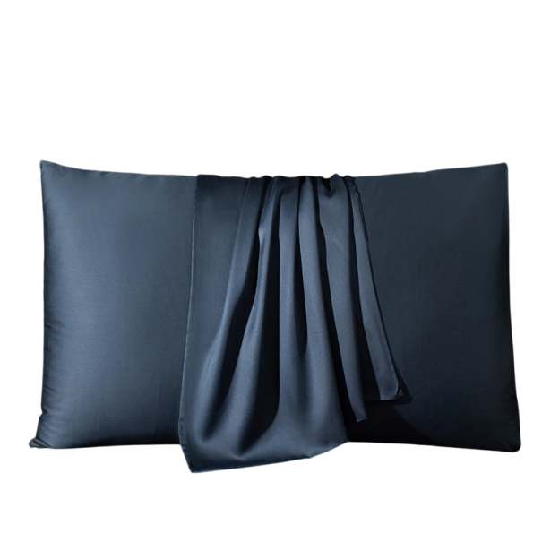 Taie d’oreiller en soie colorée 50x65 cm Matière naturelle Surface douce Protection des cheveux et de la peau Design élégant pour la chambre bleu foncé