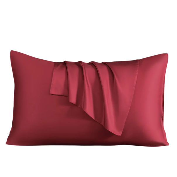Taie d’oreiller en soie colorée 50x80 cm Tissu luxueux Douceur naturelle Protection des cheveux et de la peau Accessoire de chambre élégant rouge