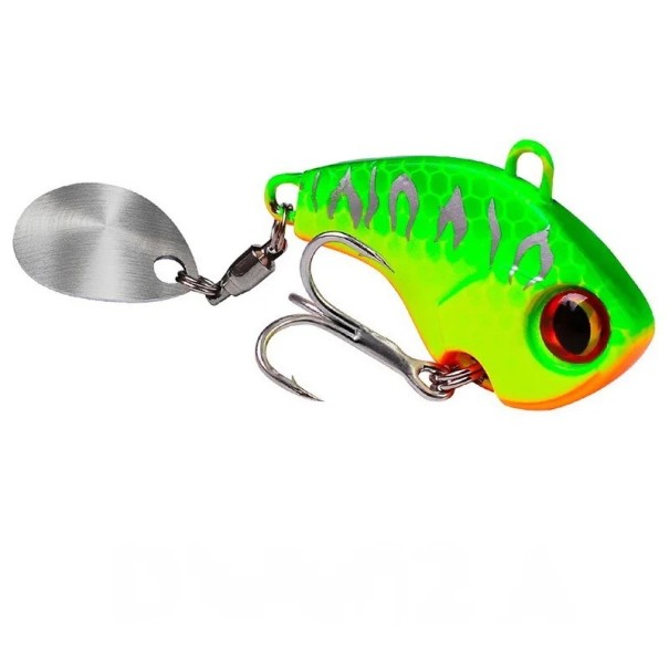 Tail Spinner Fishing Spinner 40 mm 28 g Bait with Rotating Tail Metal Lure Vibrations and Shine Attractive Movement for Predatory Fish green