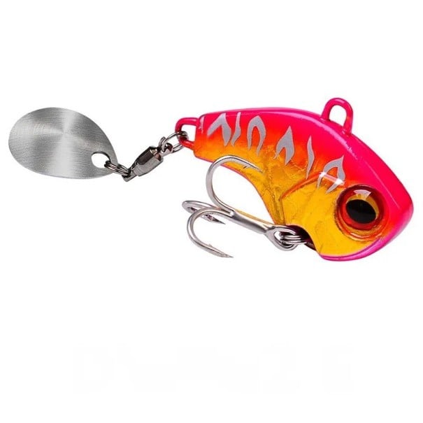 Tail Spinner Fishing Spoon 35 mm 15 g Bait with Rotating Tail Metal Lure Vibrations and Shine Attractive Movement for Predatory Fish pink