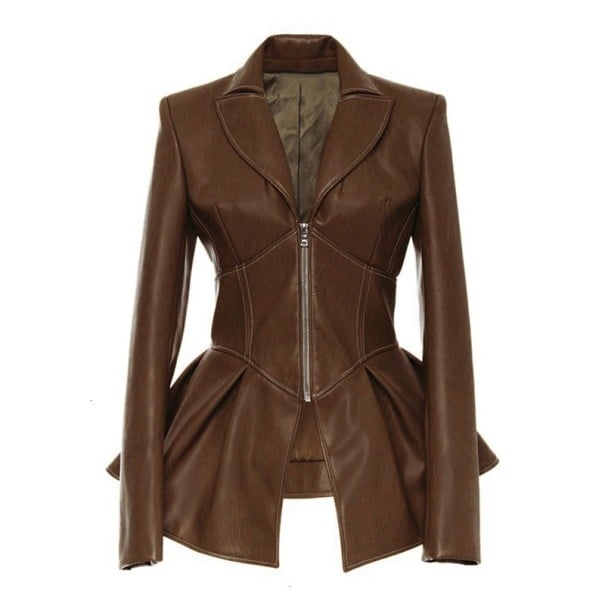 Taillierte Lederjacke für Damen braun S