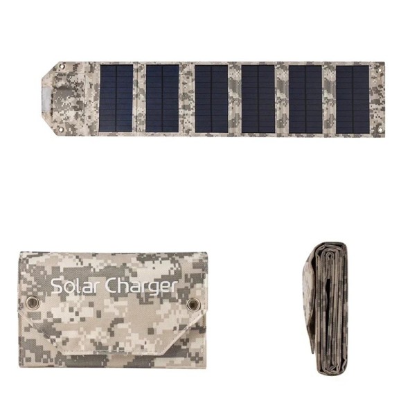 Taittuva aurinkopaneeli 100W USB 5V 875x180 mm kannettava aurinkovirtapankki latauskaapelilla vaellukseen, leirintäalueelle ja ulkokäyttöön maastokuvio