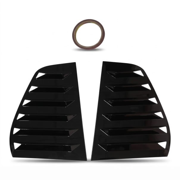 Takaluukun sivuikkunoiden spoilereiden pari vasen ja oikea, lamellit 6 lamellilla, ABS muovi, kiiltävä musta, VW Golf 6 MK6 hatchback 2008–2013 1