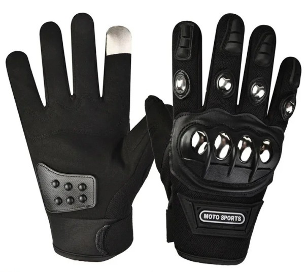 Taktické rukavice unisex s ocelovou výztuhou na kloubech s dotykovým prstem polyester univerzální velikost na sebeobranu i moto sport černá