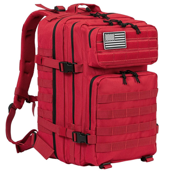 Taktický batoh Veľkokapacitný batoh Kempingový batoh Turistický batoh s niekoľkými vreckami 45 L 50 x 30 cm červená