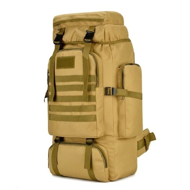 Praktický turistický batoh 80 l Rozměry po roztažení 34 x 17 x 72 cm Oxford 600D s polyesterem Popruhy MOLLE Na trekking kempink a cestování khaki