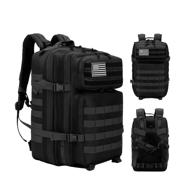 Taktický vojenský batoh Kempingový batoh Velkokapacitní batoh Turistický batoh s několika kapsami 50 l Voděodolný 50 x 30 cm černá