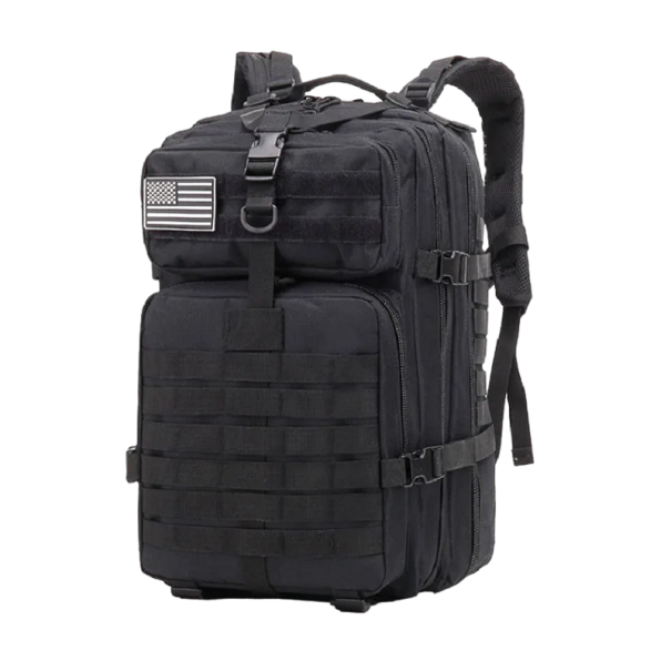 Taktinen sotilasreppu, retkeilyreppu, suuren kapasiteetin reppu, vaellusreppu, jossa useita taskuja, vedenpitävä 50L 50 x 30cm musta