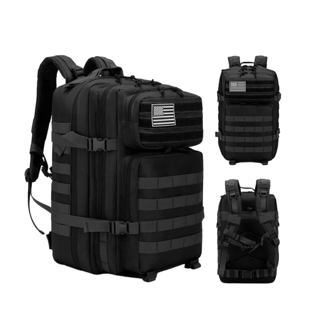 Taktischer Militärrucksack, Camping-Rucksack, großes Fassungsvermögen, Rucksack mit mehreren Taschen, Wanderrucksack, 50 l, wasserdicht, 50 x 30 cm schwarz