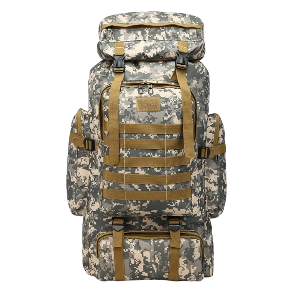 Taktischer Militärrucksack, Camping-Rucksack, großes Fassungsvermögen, Rucksack mit mehreren Taschen, Wanderrucksack, 60 l, wasserdicht, 72 x 34 x 17 cm, Tarnmuster 1