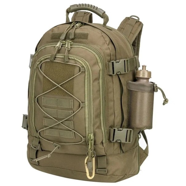 Taktischer Militärrucksack, Camping-Rucksack, großes Fassungsvermögen, Rucksack mit mehreren Taschen, Wanderrucksack, 65 l, wasserdicht, 53 x 38 x 33 cm armeegrün