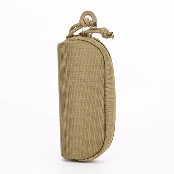Taktisches Brillenetui 17 x 8 x 5 cm aus 1000D Nylon Faltbares Hartschalenetui mit Karabiner Passend für Gürtel oder Rucksack beige