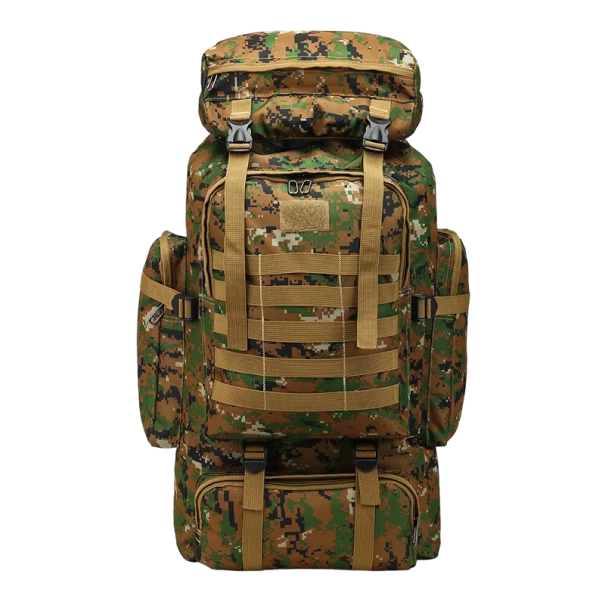 Taktisk militær rygsæk campingrygsæk stor kapacitet vandrerygsæk med flere lommer 60L vandtæt 72 x 34 x 17 cm camouflagemønster 2