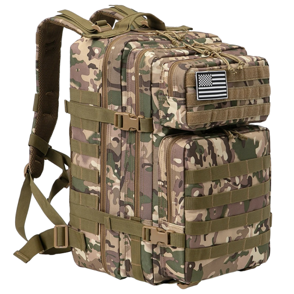 Taktisk militærrygsæk Campingrygsæk Stor kapacitet Rygsæk med flere lommer Vandrerygsæk 45 L 50 x 30 cm Camouflagemønster 5