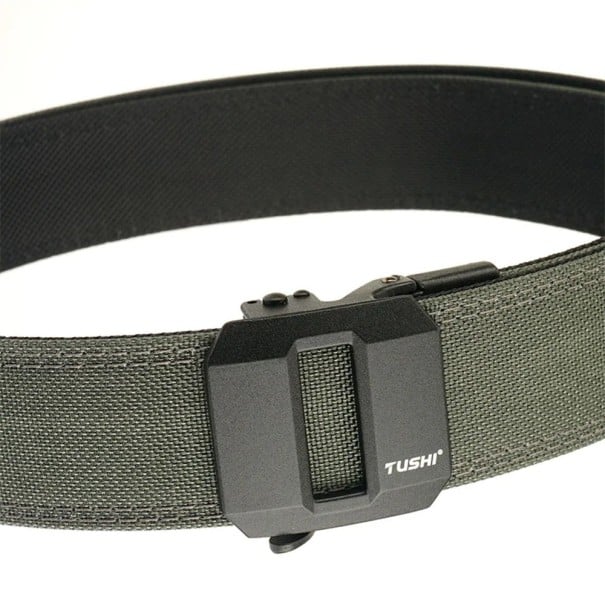 Taktisk pistolbælte lavet af stærk nylon 3,8 cm med automatisk metalspænde, militærbælte, justerbart udstyr og taktisk bælte grå 150 cm