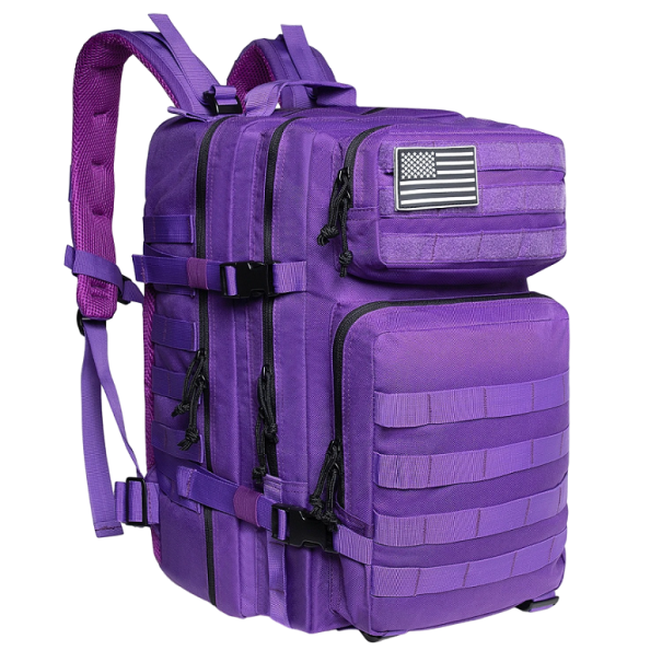 Taktisk ryggsäck Ryggsäck med stor kapacitet Campingryggsäck Vandringsryggsäck med flera fickor 45 L 50 x 30 cm lila