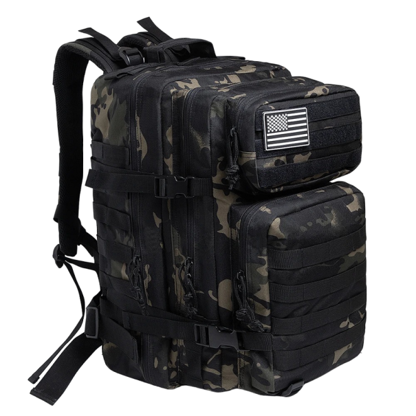 Taktyczny plecak wojskowy Plecak kempingowy Plecak o dużej pojemności Wielokieszeniowy plecak turystyczny 45L 50x30cm Wzór kamuflażu 2