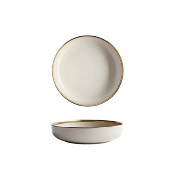 Tallrik med guldkant beige S