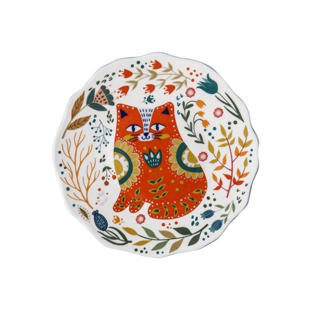 Tallrik med katt och ornament 3