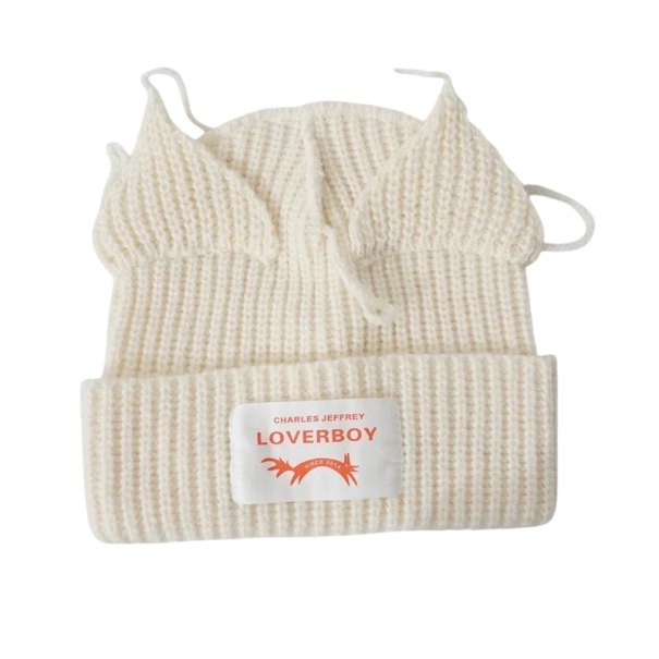 Talvinen neulepipo Skullies kissankorvilla Virkattu unisex-hattu 55–60 cm Lämmin muotitieto hip-hop pipo Naamiaiset talvitarvike Joululahja beige