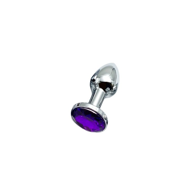 Tamaño de tapón anal de metal. Con 2,3 x 3cm con piedra morada decoración erótica de lujo superficie lisa compatible con lubricantes embalaje discreto 1