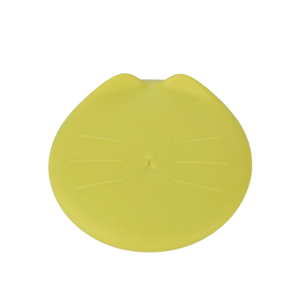 Tampa de silicone para lata 6,5 / 7,5 / 8,5 cm Fecho universal com motivo de gato Tampa vedante reutilizável para alimentos amarelo
