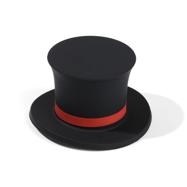 Tampão colorido para garrafa em forma de cilindro Tampão decorativo para vinho Tampão de silicone original para vinho Tampão de garrafa com motivo de chapéu preto
