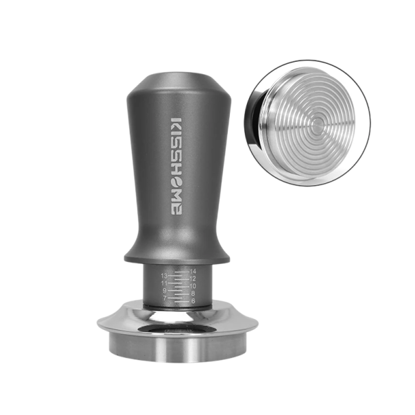 Tamper do mielonej kawy 51 mm z podwójną sprężyną ze stali nierdzewnej 304 Ergonomiczny uchwyt Falista podstawa Do równomiernego ubijania kawy szary