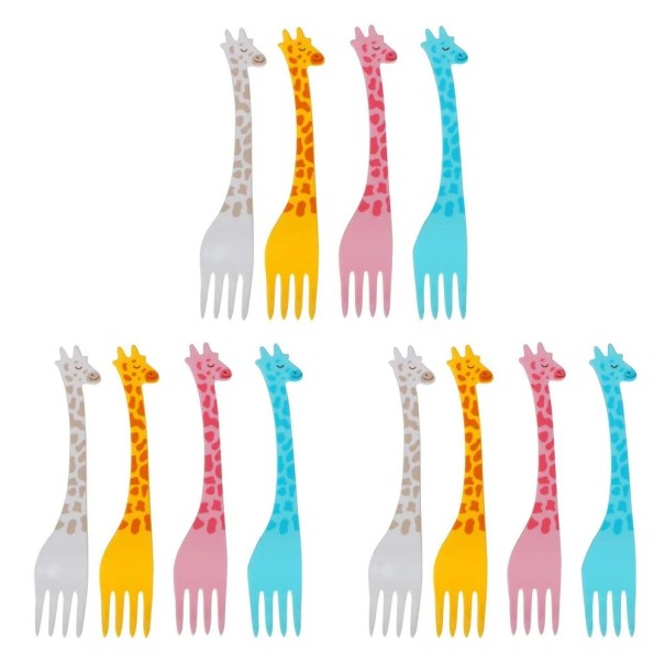 Tandpetare för frukt 12 st gafflar i form av giraff 11 cm plastfärgade tandpetare för frukt sallad desserter köksaccessoarer 1