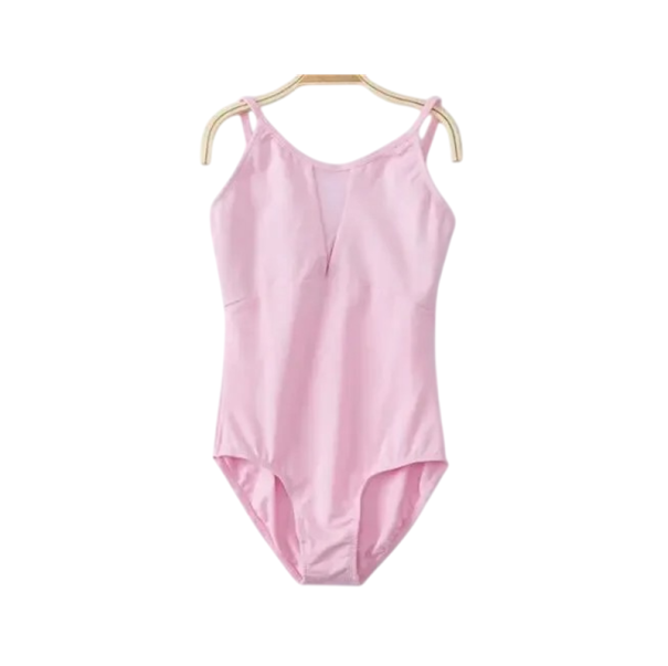 Taneční body s tenkými ramínky a véčkovým výstřihem, bavlněný gymnastický dres pro balet a taneční vystoupení dětí i dospělých růžová 4