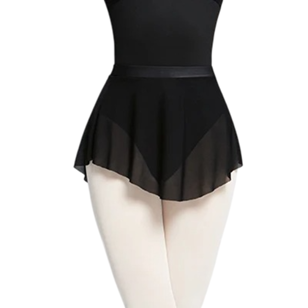 Taneční sukně s lehkým průsvitným střihem nylon spandex oblečení na balet gymnastiku a taneční trénink černá S