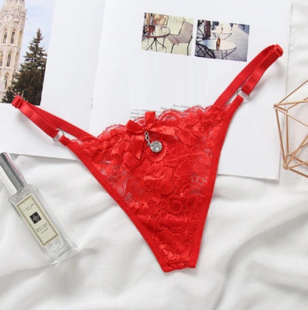 Tanga de encaje para mujer Carina rojo