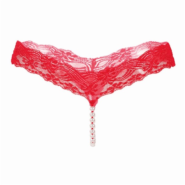 Tanga de mujer con perlas rojo