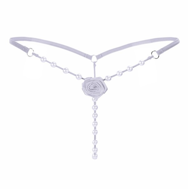 Tanga erótico de mujer con perlas blanco