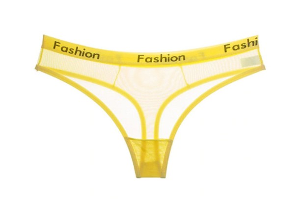 Tanga transparent pentru femei FASHION galben XS/S