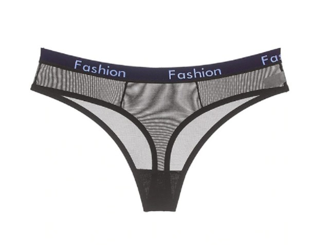 Tanga transparent pentru femei FASHION negru M/L
