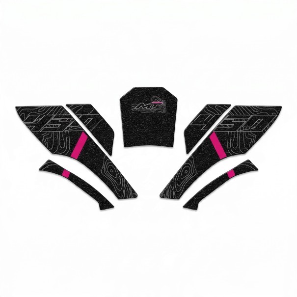 Tank Pad – Anti-Slip Stickers for Motorcycle Fuel Tank, Fuel Tank Protection, Set of 7 Pieces, PVC Rubber with Laminate, for CFMOTO 450MT 2024 pink