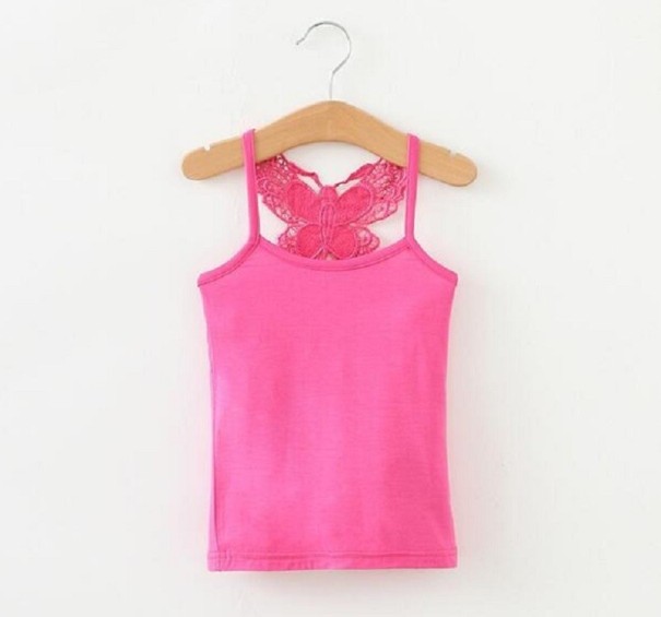 Tank podkoszulek dziecięcy z motylem ciemny róż 8