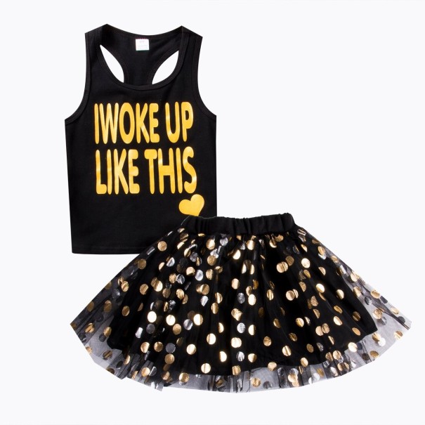 Tank top i spódnica dziewczęca L1289 czarny 3