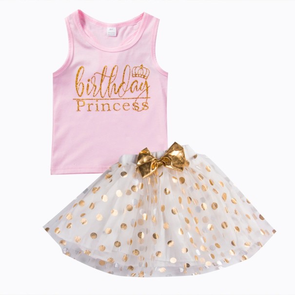 Tanktop en rok voor meisjes L1289 roze 5