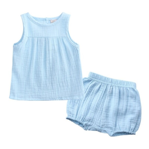 Tanktop en short voor meisjes L1242 lichtblauw 6-12 maanden