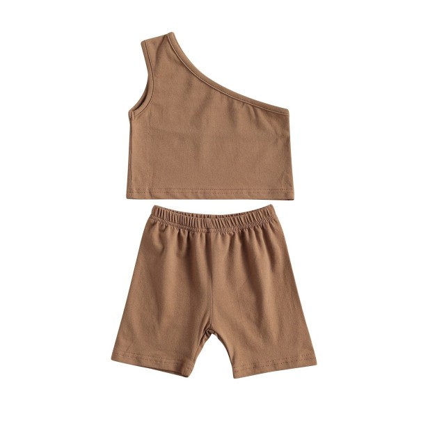Tanktop en short voor meisjes L1408 bruin 3