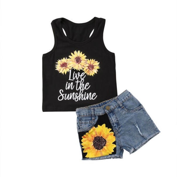 Tanktop und Shorts für Mädchen mit Sonnenblumen L1137 3