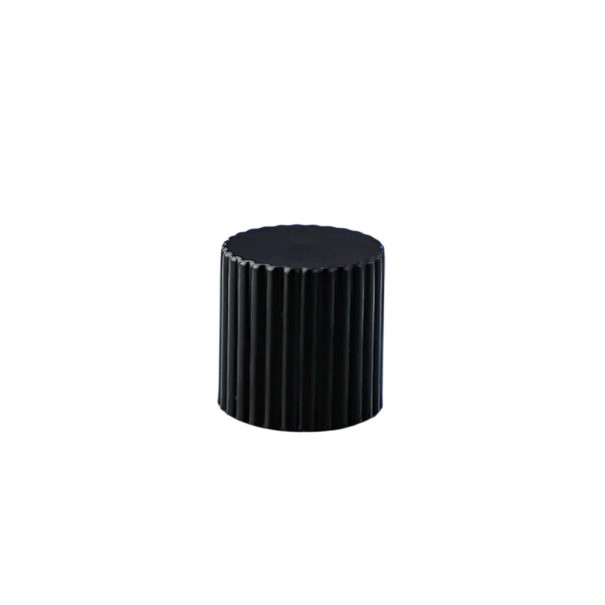 Tapa de perfume compatible con cuello de 15 mm forma cilíndrica estriada diseño plástico tapa para frasco de perfume para protección negro