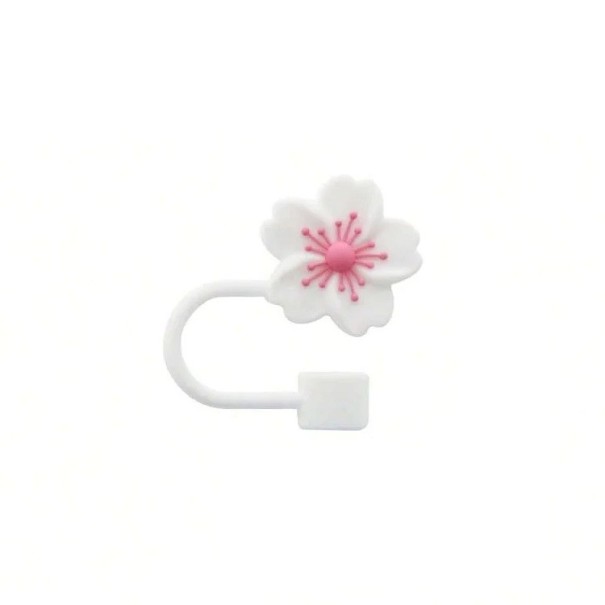 Tapa de silicona para pajita, forma de flor, Stanley Cup, 2,79 x 1 cm, tapa protectora para pajita, tapón decorativo, pieza de repuesto de silicona blanco