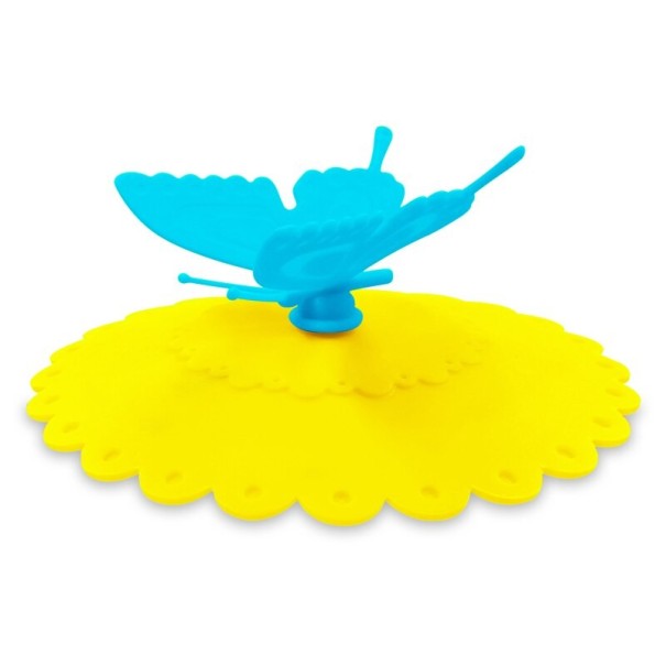 Tapa de taza de silicona con mariposa amarillo 3